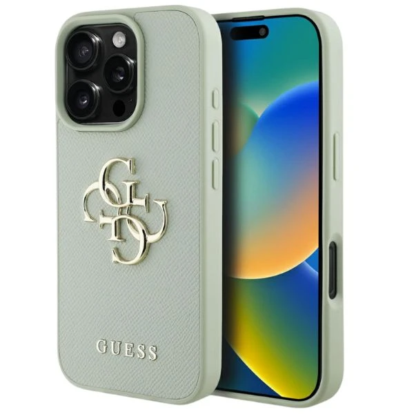 Guess Grained Big 4G Logo Small Classic Logo Apple iPhone 16 Pro dėklas telefonui žalios spalvos aprašymas - Prekės nuotrauka Guess Grained Big 4G Logo Small Classic Logo Apple iPhone 16 Pro dėklas telefonui žalios spalvos aprašymas - Prekės nuotrauka