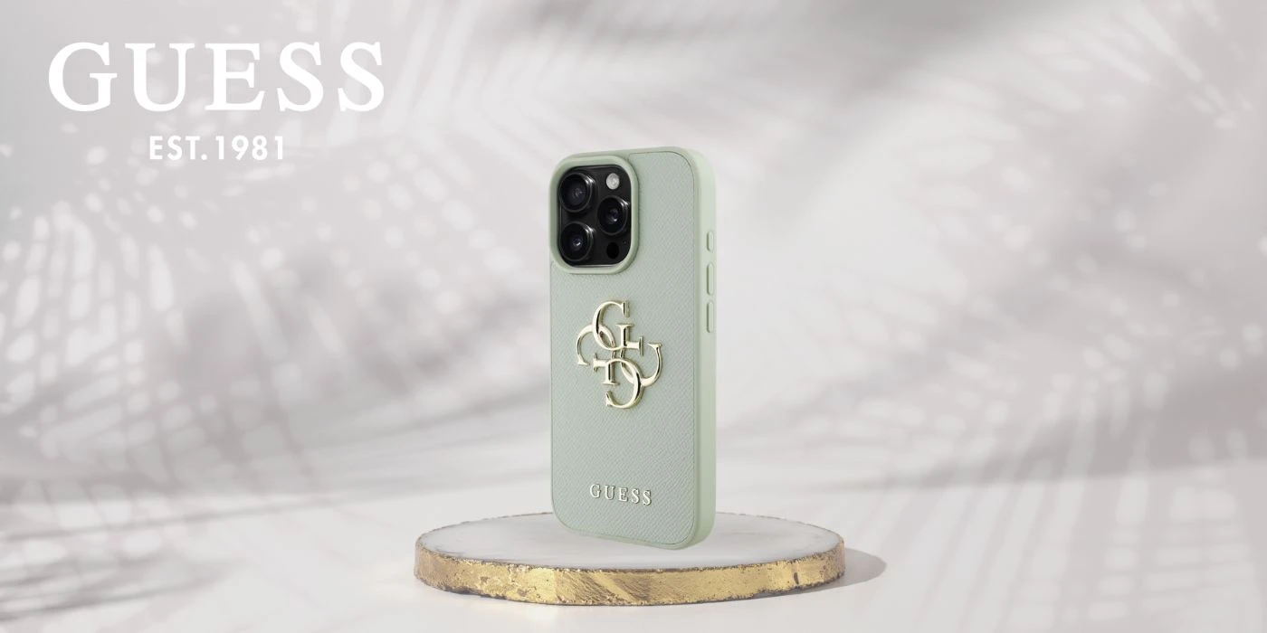 Guess Grained Big 4G Logo Small Classic Logo Apple iPhone 16 Pro Max dėklas telefonui žalios spalvos aprašymas - Prekės nuotrauka