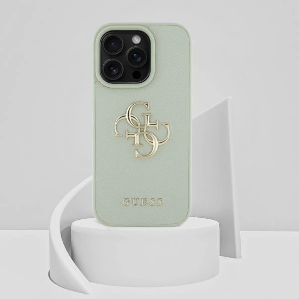 Guess Grained Big 4G Logo Small Classic Logo Apple iPhone 16 Pro Max dėklas telefonui žalios spalvos aprašymas - Prekės nuotrauka