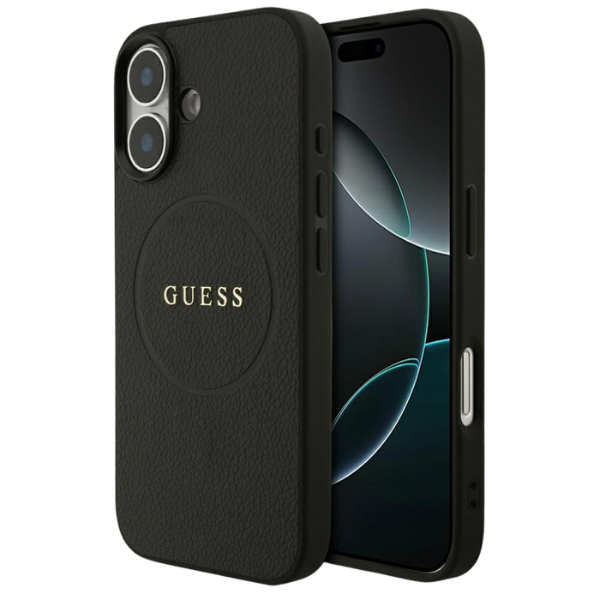 Guess Grained Ring MagSafe dėklas Apple iPhone 17 juodos spalvos aprašymas - Prekės nuotrauka Guess Grained Ring MagSafe dėklas Apple iPhone 17 juodos spalvos aprašymas - Prekės nuotrauka
