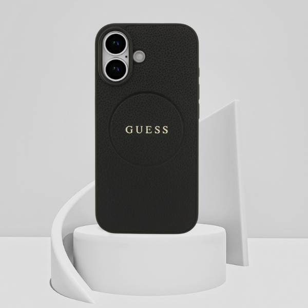 Guess Grained Ring MagSafe dėklas Apple iPhone 17 juodos spalvos aprašymas - Prekės nuotrauka Guess Grained Ring MagSafe dėklas Apple iPhone 17 juodos spalvos aprašymas - Prekės nuotrauka