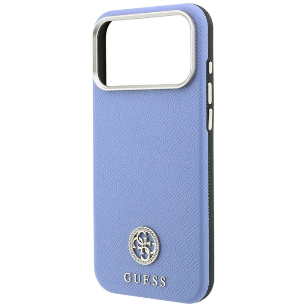 Guess Grained Round Strass Logo MagSafe dėklas, skirtas iPhone 18 Pro Max / 17 Pro Max, mėlynas aprašymas - Prekės nuotrauka