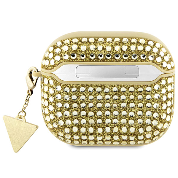 Guess GUA3HDGTPD AirPods 3 dėklas aukso spalvos Rhinestone Triangle Charm aprašymas - Prekės nuotrauka