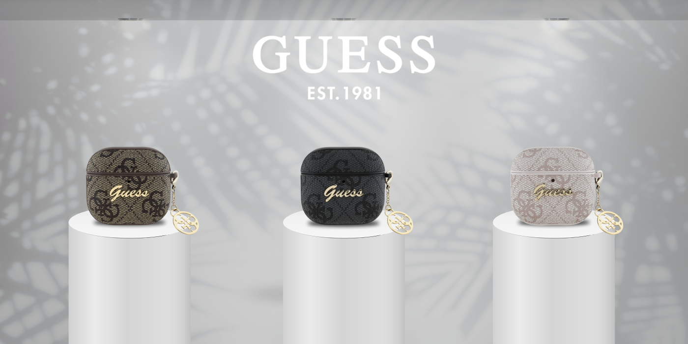 Dėklas Guess GUA4G4GSMK AirPods 4 cover juodos spalvos 4G Charm Collection aprašymas - Prekės nuotrauka