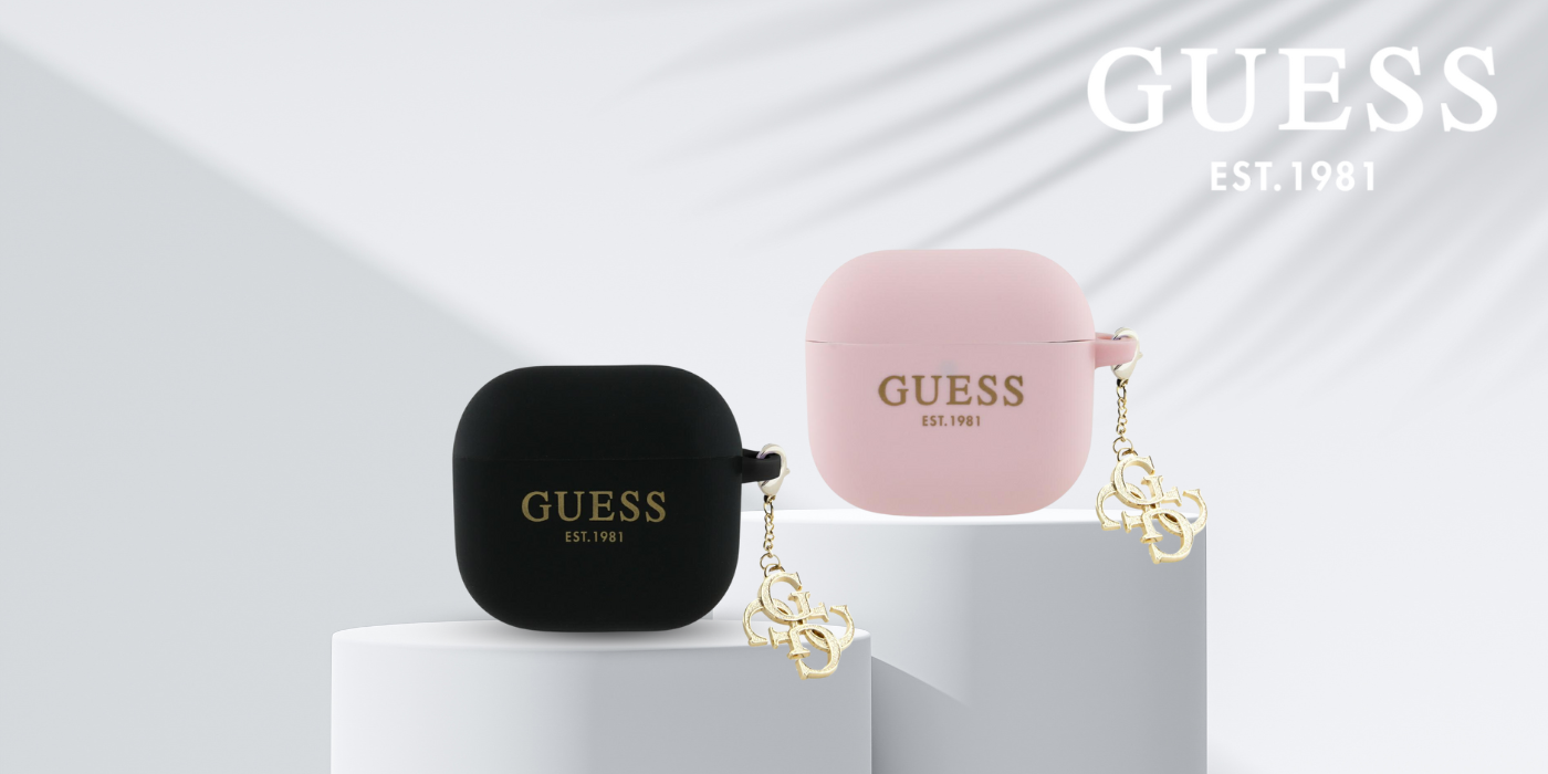 Guess GUA4LECG4P AirPods 4 dėklas rožinis Silicone 4G Charm aprašymas - Prekės nuotrauka