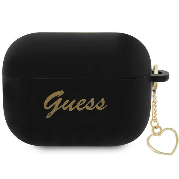 Guess GUAP2LSCHSK AirPods Pro 2 (2022/2023) dėklas juodos spalvos Silicone Charm Heart Collection aprašymas - Prekės nuotrauka