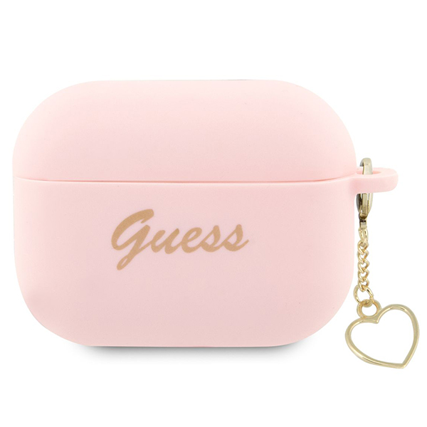 Guess GUAP2LSCHSP AirPods Pro 2 (2022/2023) dėklas rožinės spalvos silikoninis Charm Heart Collection aprašymas - Prekės nuotrauka