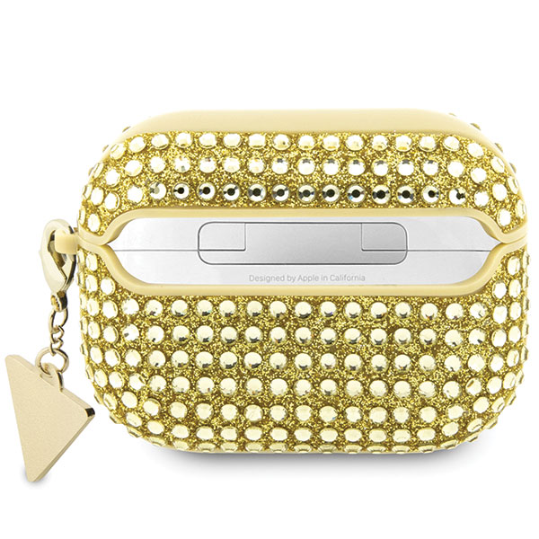 Guess GUAPHDGTPD AirPods Pro dėklas aukso spalvos Rhinestone Triangle Charm aprašymas - Prekės nuotrauka