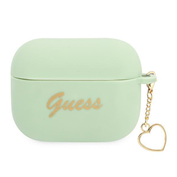 Guess GUAPLSCHSN AirPods Pro dėklas, žalias, Silicone Charm Heart Collection aprašymas - Prekės nuotrauka