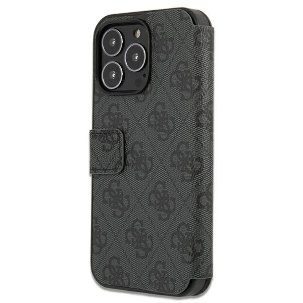 Guess GUBKP13X4GMGGR iPhone 13 Pro Max 6,7″ pilkos spalvos knygutės tipo dėklas 4G Big Metal Logo aprašymas - Prekės nuotrauka