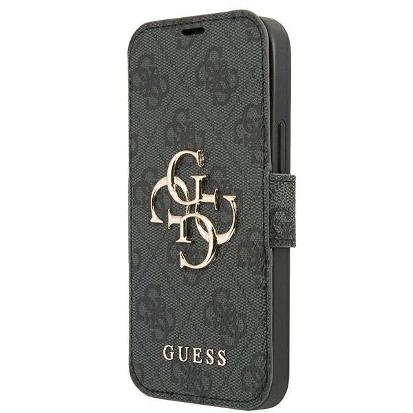 Guess GUBKP13X4GMGGR iPhone 13 Pro Max 6,7″ pilkos spalvos knygutės tipo dėklas 4G Big Metal Logo aprašymas - Prekės nuotrauka