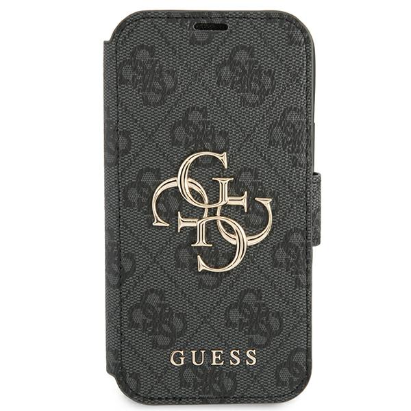 Guess GUBKP13X4GMGGR iPhone 13 Pro Max 6,7″ pilkos spalvos knygutės tipo dėklas 4G Big Metal Logo aprašymas - Prekės nuotrauka