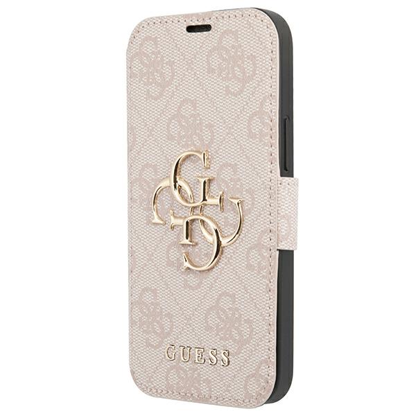 Guess GUBKP13X4GMGPI iPhone 13 Pro Max 6,7″ rožinės spalvos knygutės tipo dėklas 4G Big Metal Logo aprašymas - Prekės nuotrauka