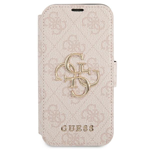 Guess GUBKP13X4GMGPI iPhone 13 Pro Max 6,7″ rožinės spalvos knygutės tipo dėklas 4G Big Metal Logo aprašymas - Prekės nuotrauka