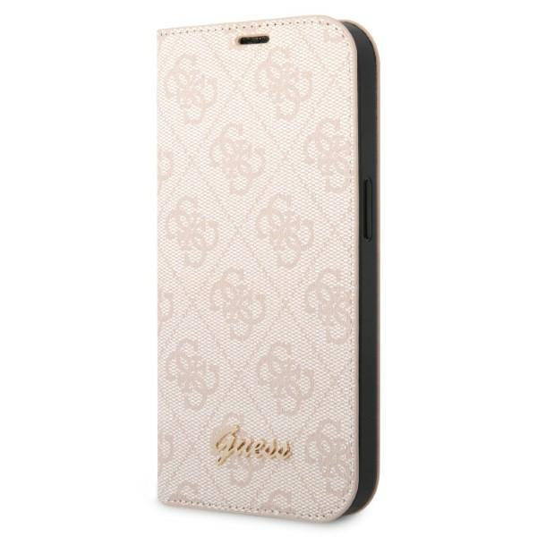 Guess GUBKP14XHG4SHP iPhone 14 Pro Max 6,7″ rožinės spalvos knygutės tipo dėklas 4G Vintage Gold Logo aprašymas - Prekės nuotrauka