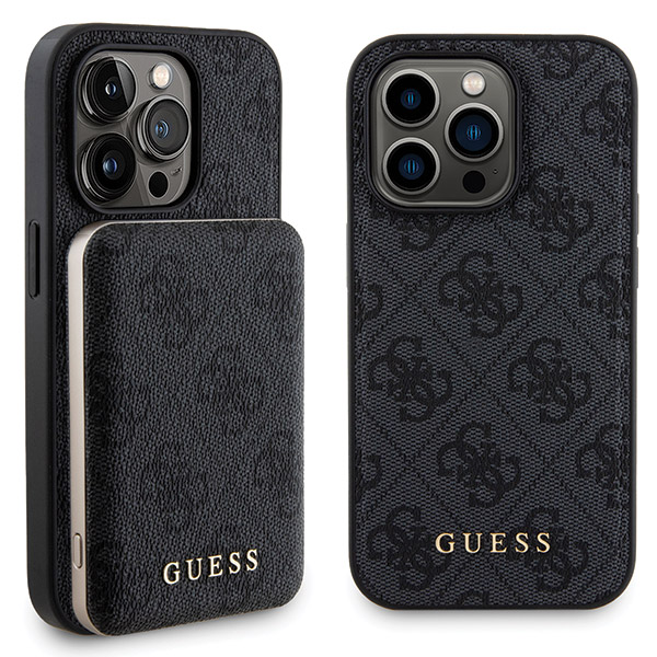 Guess GUBPM5P14L4GEMGK rinkinys iPhone 14 Pro 6.1″ kietas dėklas + Powerbank 5000mAh MagSafe juodos spalvos 4G Met aprašymas - Prekės nuotrauka