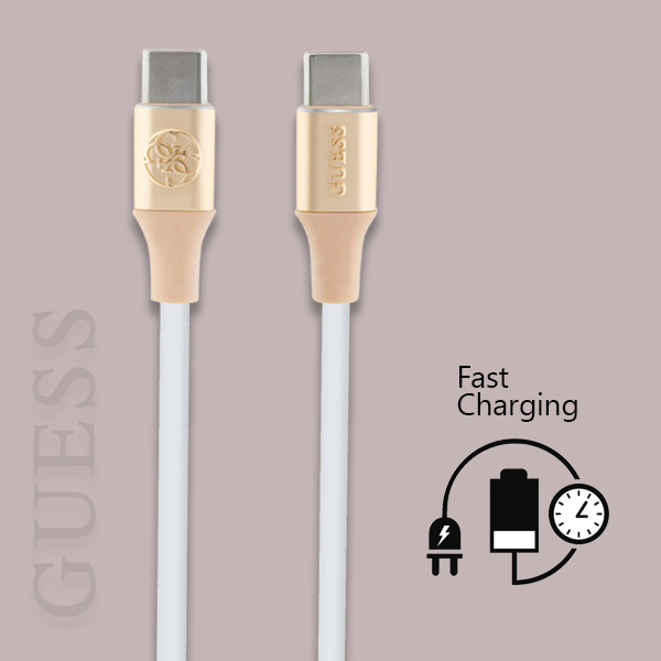Guess GUCCLALRGDD laidas USB-C – USB-C 1.5m greitas įkrovimas, šviesiai auksinis, su įspaustu logotipu aprašymas - Prekės nuotrauka