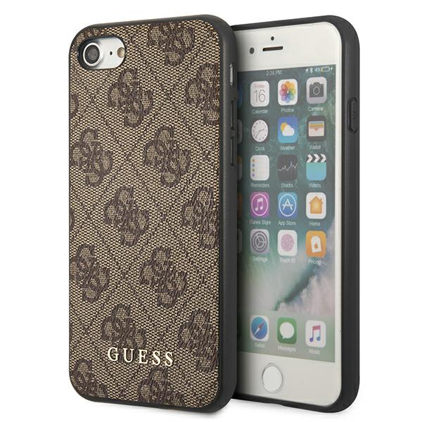 Guess GUHCI8G4GFBR iPhone SE 2022 / 2020 / 7 / 8 rudos spalvos kietas dėklas 4G Metal Gold Logo aprašymas - Prekės nuotrauka