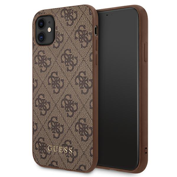 Guess GUHCN61G4GFBR Apple iPhone 11 6,1″ rudos spalvos kietas dėklas 4G Metal Gold Logo aprašymas - Prekės nuotrauka Guess GUHCN61G4GFBR Apple iPhone 11 6,1″ rudos spalvos kietas dėklas 4G Metal Gold Logo aprašymas - Prekės nuotrauka