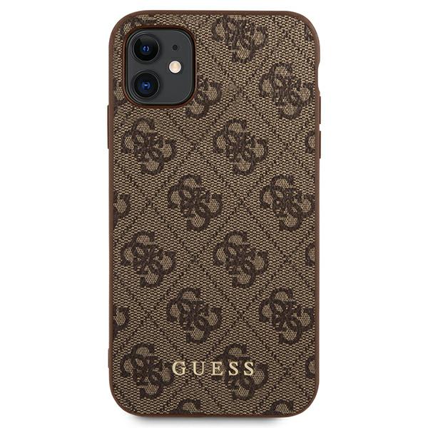 Guess GUHCN61G4GFBR Apple iPhone 11 6,1″ rudos spalvos kietas dėklas 4G Metal Gold Logo aprašymas - Prekės nuotrauka Guess GUHCN61G4GFBR Apple iPhone 11 6,1″ rudos spalvos kietas dėklas 4G Metal Gold Logo aprašymas - Prekės nuotrauka