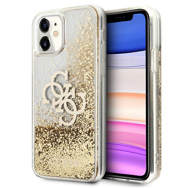 Guess GUHCN61LG4GGO Apple iPhone 11 6,1″ / Xr auksinis kietas dėklas 4G Big Liquid Glitter aprašymas - Prekės nuotrauka