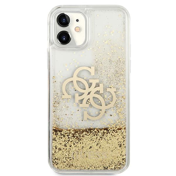 Guess GUHCN61LG4GGO Apple iPhone 11 6,1″ / Xr auksinis kietas dėklas 4G Big Liquid Glitter aprašymas - Prekės nuotrauka