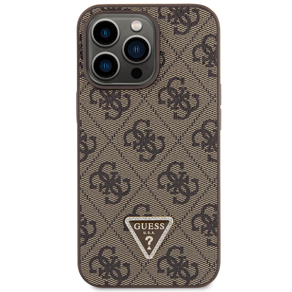 Guess GUHCP13LP4TDSCPW iPhone 13 Pro / 13 6.1″ rudos spalvos kietas dėklas Crossbody 4G Metal Logo aprašymas - Prekės nuotrauka