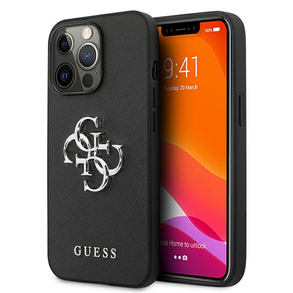 Dėklas GUESS HARD CASE GUHCP13LSA4GSBK IPHONE 13 PRO SAFFIANO METAL LOGO Juodas aprašymas - Prekės nuotrauka Dėklas GUESS HARD CASE GUHCP13LSA4GSBK IPHONE 13 PRO SAFFIANO METAL LOGO Juodas aprašymas - Prekės nuotrauka