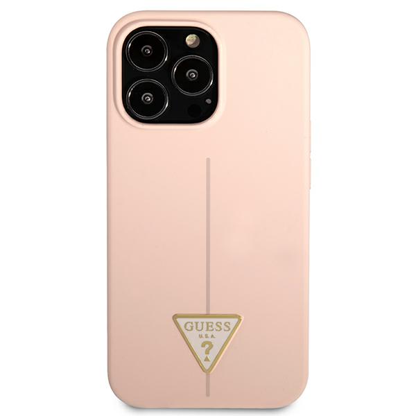 Guess GUHCP13LSLTGP iPhone 13 Pro / 13 6,1 colio eilinis/rožinis kietas dėklas, silikoninis trikampis aprašymas - Prekės nuotrauka Guess GUHCP13LSLTGP iPhone 13 Pro / 13 6,1 colio eilinis/rožinis kietas dėklas, silikoninis trikampis aprašymas - Prekės nuotrauka
