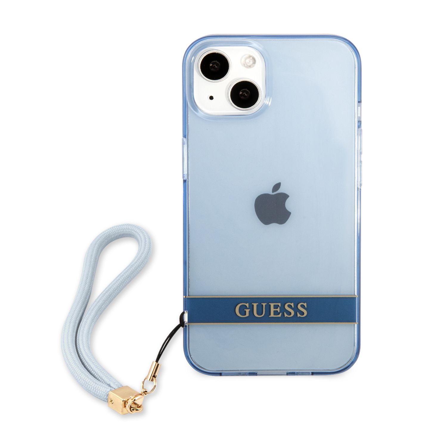 Guess GUHCP13MHTSGSB iPhone 13 / 14 / 15 6.1″ mėlynas kietas dėklas Translucent Strap aprašymas - Prekės nuotrauka