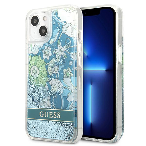 GUESS kietas gėlių dėklas, skystas blizgus GUHCP13SLFLSN galinis dangtelis, Apple, iPhone 13 mini, žalias, 5,4 colio aprašymas - Prekės nuotrauka