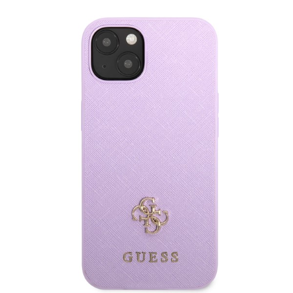 Guess GUHCP13SPS4MU iPhone 13 mini 5,4″ violetinis kietas dėklas Saffiano 4G Small Metal Logo aprašymas - Prekės nuotrauka