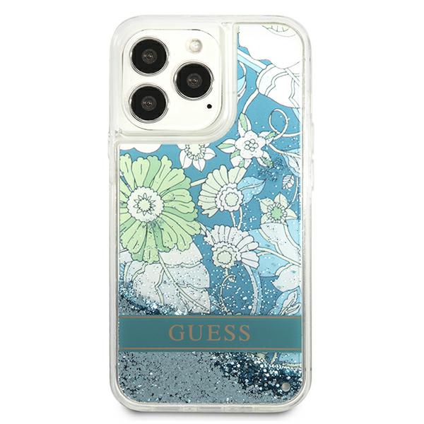 Guess GUHCP13XLFLSN iPhone 13 Pro Max 6,7 col. žalias kietas dėklas Flower Liquid Glitter aprašymas - Prekės nuotrauka