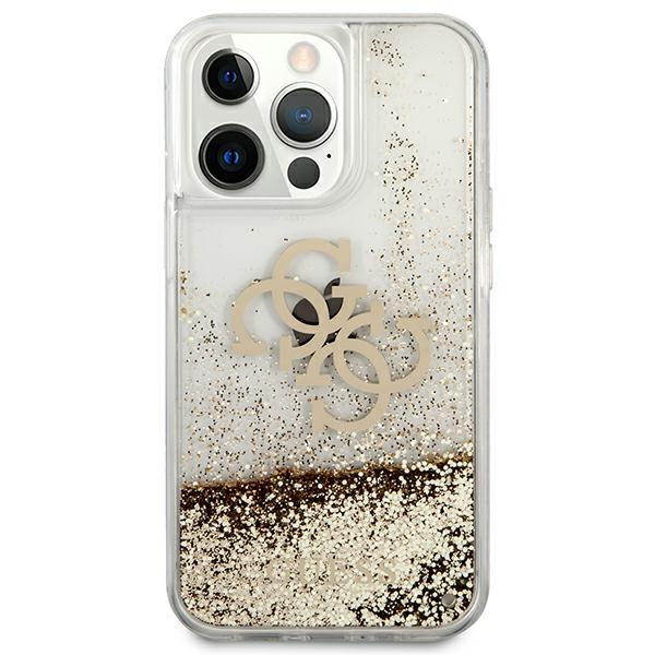 Guess GUHCP13XLG4GGO Apple iPhone 13 Pro Max 6,7″ auksinis kietas dėklas 4G Big Liquid Glitter aprašymas - Prekės nuotrauka