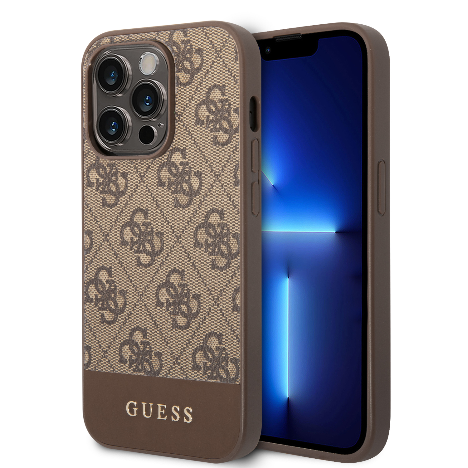 Guess GUHCP14LG4GLBR Apple iPhone 14 Pro 6,1″ rudos spalvos kietas dėklas 4G Stripe Collection aprašymas - Prekės nuotrauka