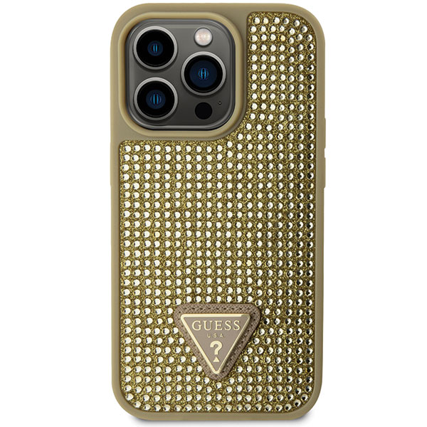Guess GUHCP14LHDGTPD iPhone 14 Pro 6.1″ auksinis kietas dėklas Rhinestone Triangle aprašymas - Prekės nuotrauka