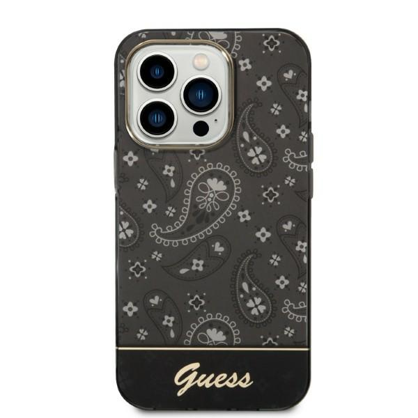 Guess GUHCP14LHGBNHK iPhone 14 Pro 6,1″ juodos spalvos kietas dėklas Bandana Paisley aprašymas - Prekės nuotrauka