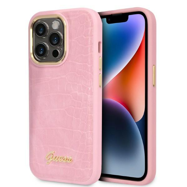 Guess GUHCP14LHGCRHP iPhone 14 Pro 6,1 colio eilinis/rožinis kietas dėklas Croco kolekcija aprašymas - Prekės nuotrauka Guess GUHCP14LHGCRHP iPhone 14 Pro 6,1 colio eilinis/rožinis kietas dėklas Croco kolekcija aprašymas - Prekės nuotrauka