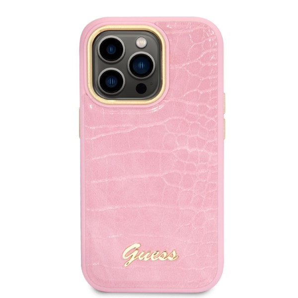 Guess GUHCP14LHGCRHP iPhone 14 Pro 6,1 colio eilinis/rožinis kietas dėklas Croco kolekcija aprašymas - Prekės nuotrauka Guess GUHCP14LHGCRHP iPhone 14 Pro 6,1 colio eilinis/rožinis kietas dėklas Croco kolekcija aprašymas - Prekės nuotrauka