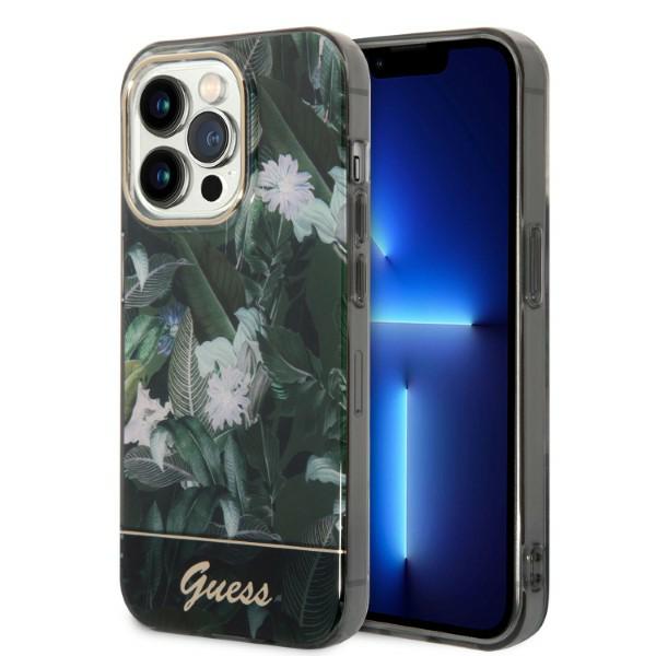 Guess GUHCP14LHGJGHA Apple iPhone 14 Pro 6,1″ žalias kietas dėklas Jungle Collection aprašymas - Prekės nuotrauka