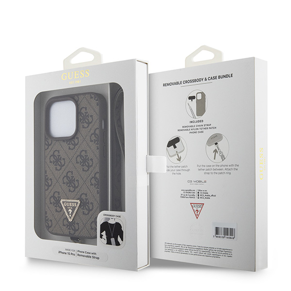 Guess GUHCP14LP4TDSCPB Apple iPhone 14 Pro 6.1″ mėlynas kietas dėklas Crossbody 4G Metal Logo aprašymas - Prekės nuotrauka