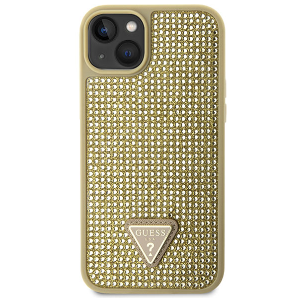 Guess GUHCP14MHDGTPD iPhone 14 Plus/ 15 Plus 6.7″ auksinis kietas dėklas Rhinestone Triangle aprašymas - Prekės nuotrauka
