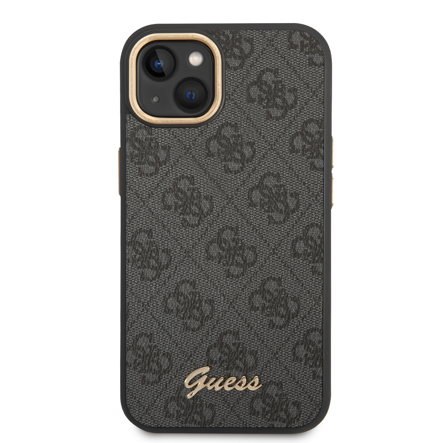 Guess GUHCP14MHG4SHK Apple iPhone 14 Plus / 15 Plus 6.7″ juodos spalvos kietas dėklas 4G Vintage Gold Logo aprašymas - Prekės nuotrauka