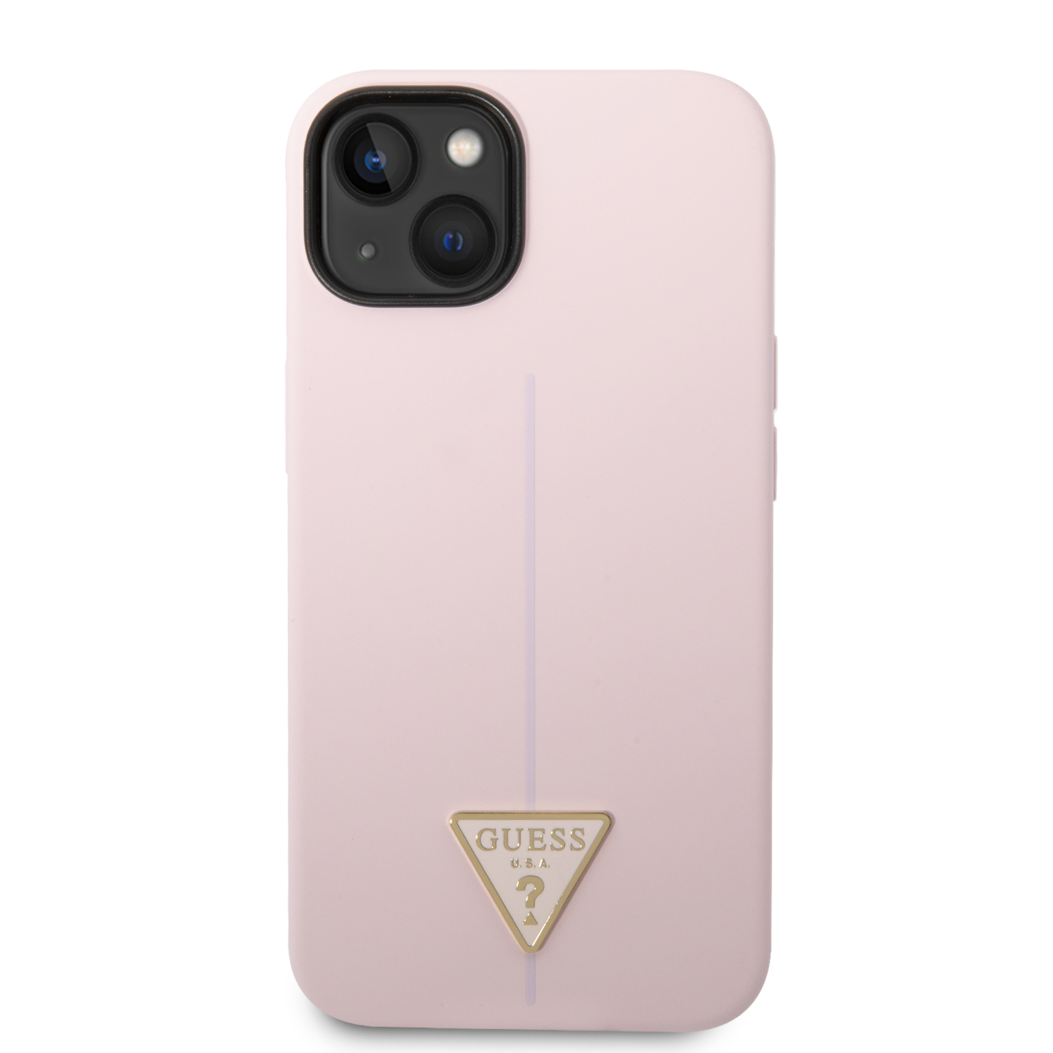 Guess GUHCP14MSLTGU Apple iPhone 14 Plus / 15 Plus 6.7″ violetinės spalvos kietas dėklas Silicone Triangle aprašymas - Prekės nuotrauka