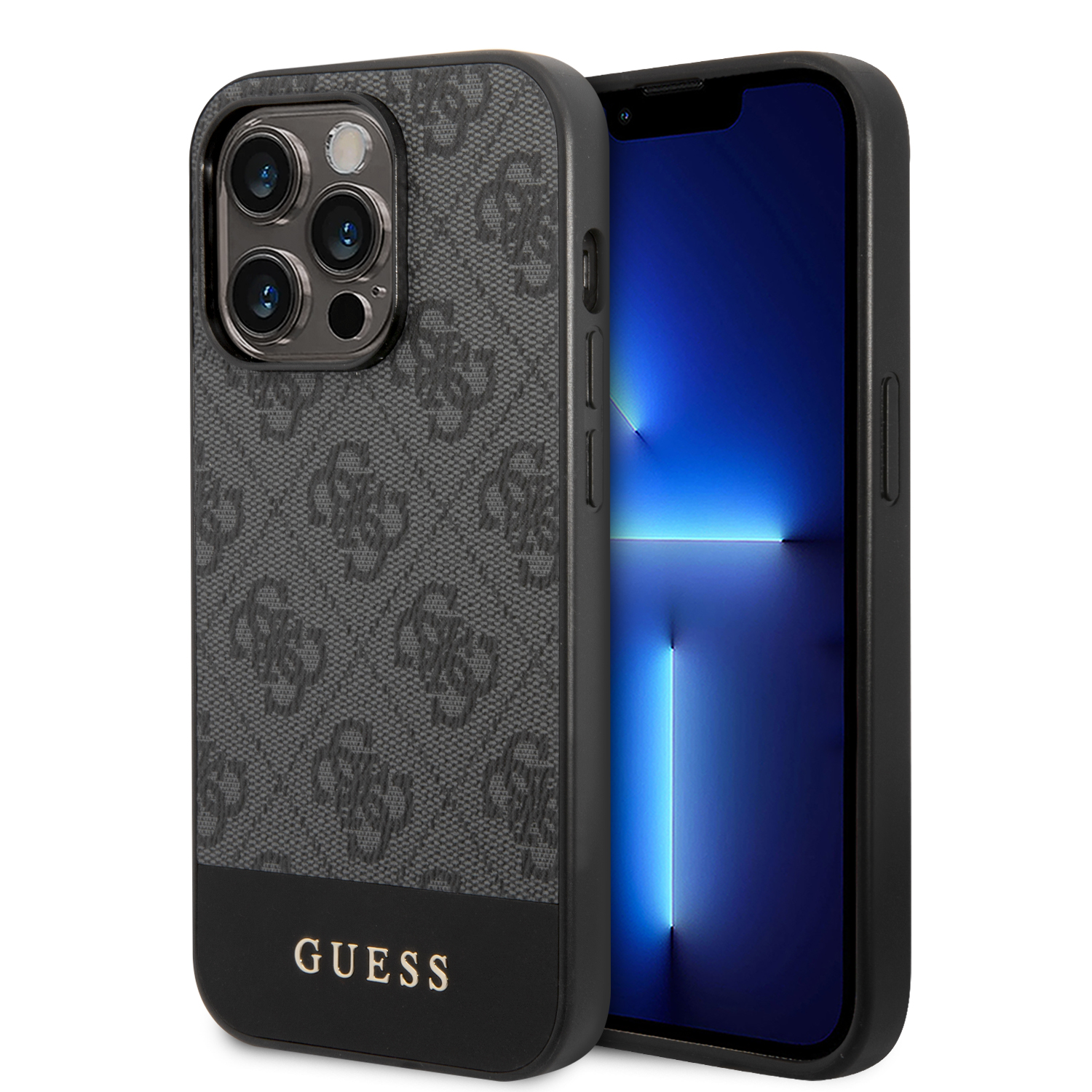 Guess GUHCP14XG4GLGR iPhone 14 Pro Max 6,7″ pilkas kietas dėklas 4G Stripe Collection aprašymas - Prekės nuotrauka