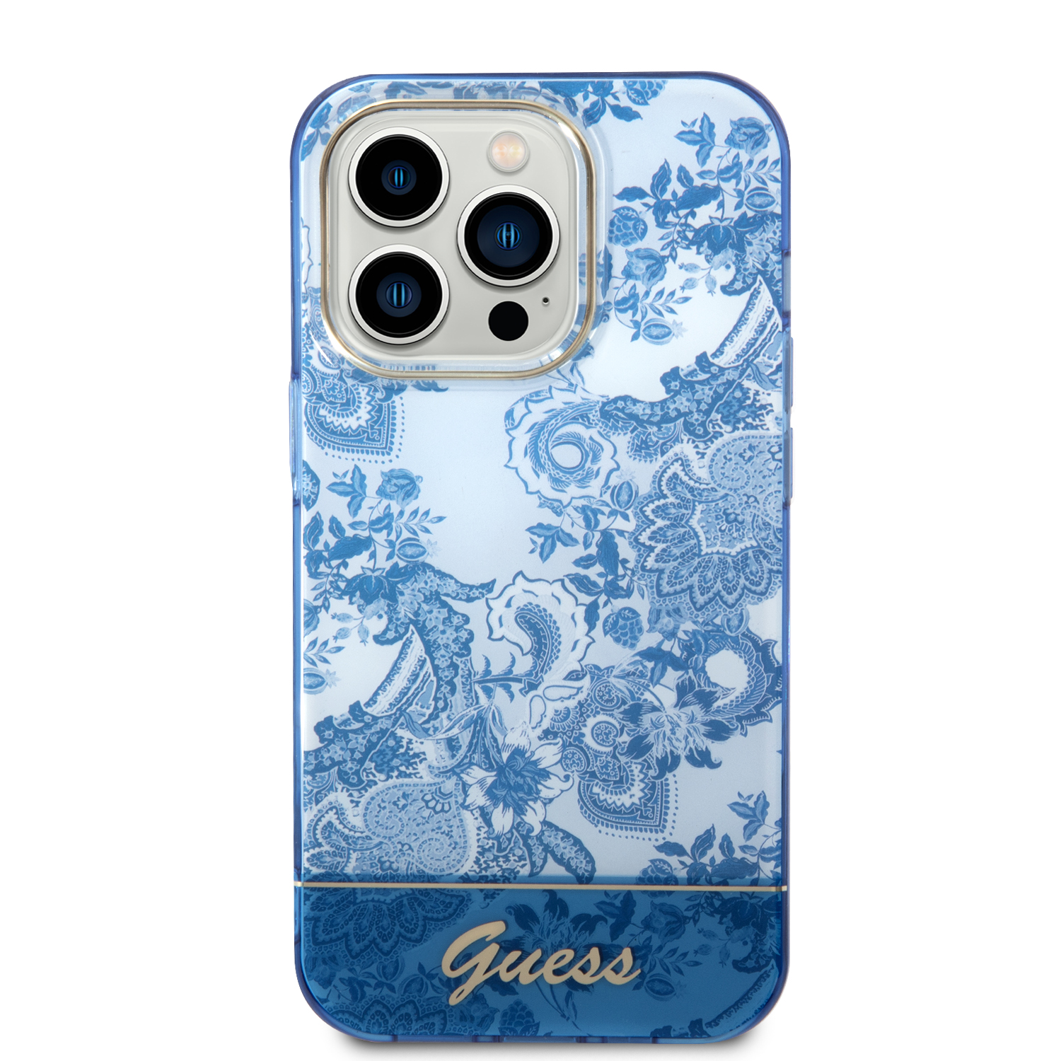 Guess GUHCP14XHGPLHB Apple iPhone 14 Pro Max 6,7″ mėlynas kietas dėklas Porcelain Collection aprašymas - Prekės nuotrauka