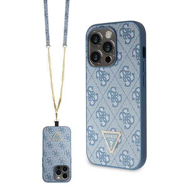Guess GUHCP14XP4TDSCPB iPhone 14 Pro Max 6.7″ mėlynas kietas dėklas Crossbody 4G Metal Logo aprašymas - Prekės nuotrauka