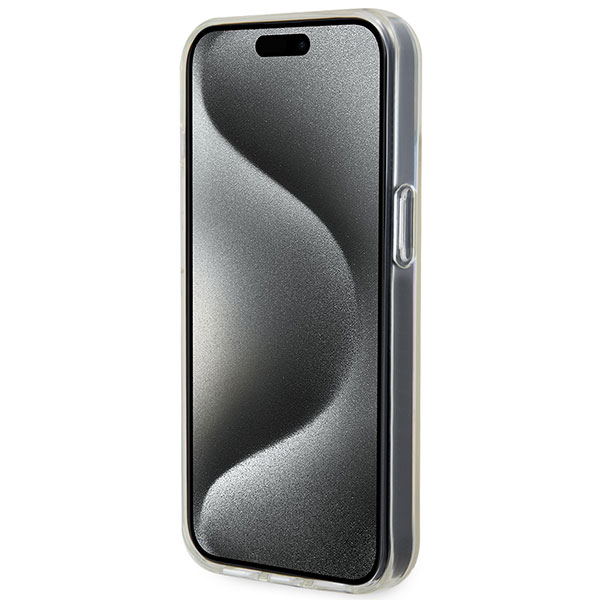 Guess GUHCP15LHDECMP Apple iPhone 15 Pro 6.1″ rožinės spalvos kietas dėklas IML Faceted Mirror Disco Iridescent aprašymas - Prekės nuotrauka