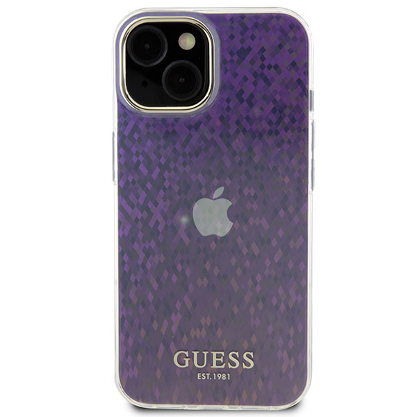 Guess GUHCP15LHDECMP Apple iPhone 15 Pro 6.1″ rožinės spalvos kietas dėklas IML Faceted Mirror Disco Iridescent aprašymas - Prekės nuotrauka