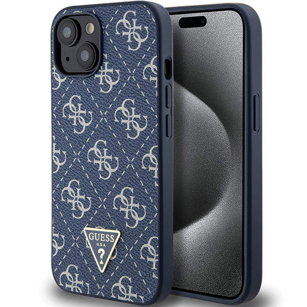 Guess GUHCP15LPG4GPB iPhone 15 Pro 6.1″ mėlynas kietas dėklas 4G Triangle Metal Logo aprašymas - Prekės nuotrauka